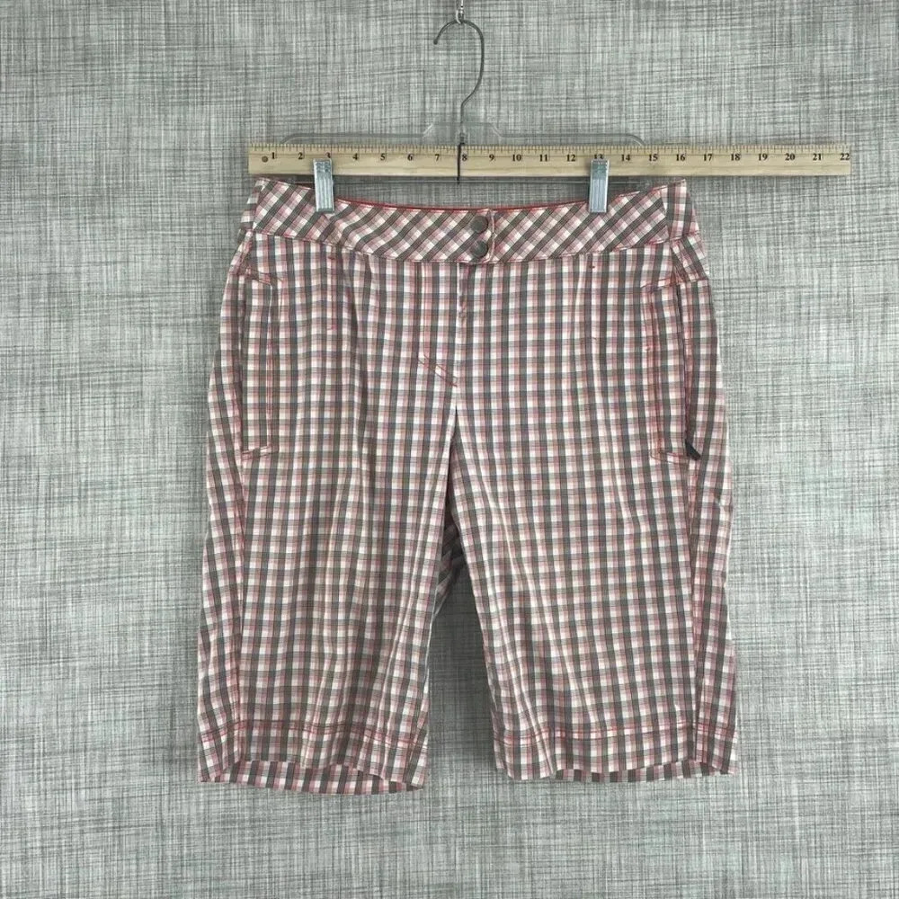 Annika Cutter & Buck Womens golf shorts size 8 plaid 2638